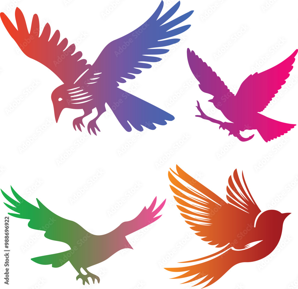 Fototapeta premium bird seagull Swallow pigeon vector Seamless Pattern isolated wallpaper background, Nature bird logo design, bird and leaf combination logo premium vector illustration. 