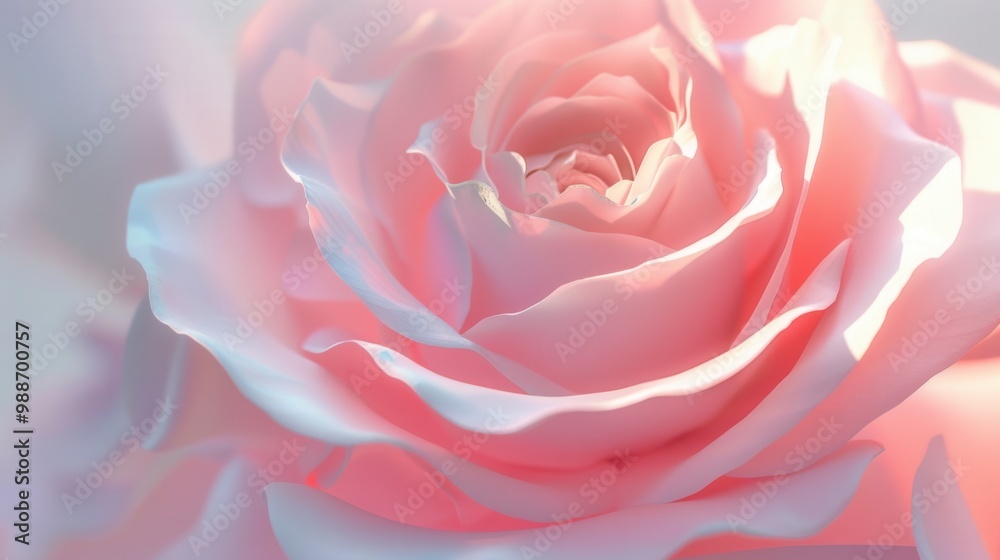 Blooming Elegance. 3D Rose in High Detail Plain Background