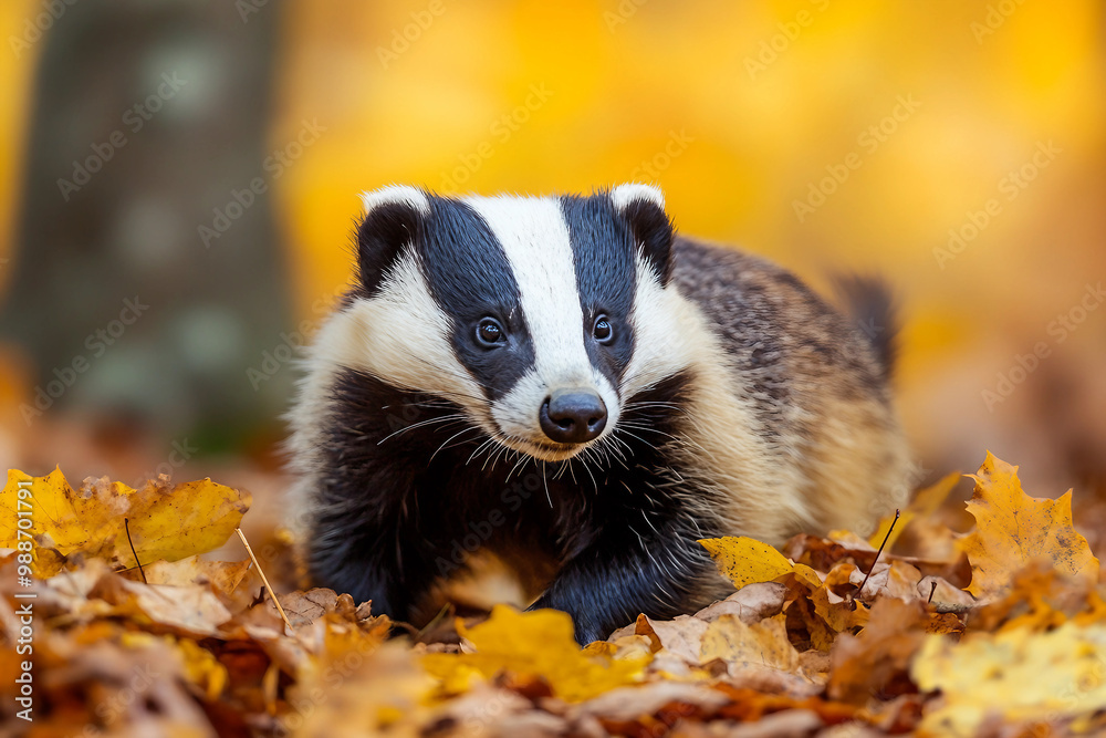 Obraz premium A wild animal in a beautiful autumn forest created with generative AI technology