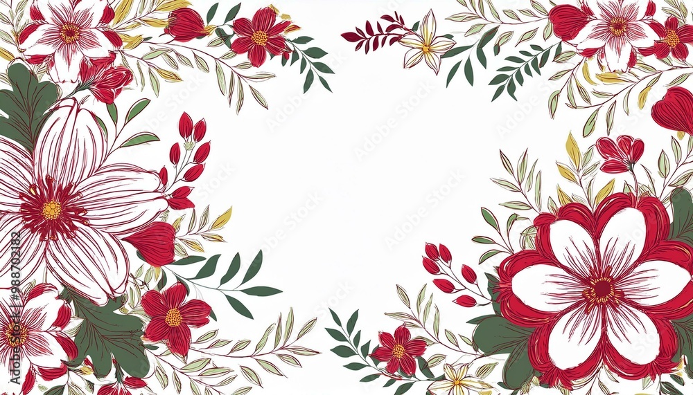 Fototapeta premium Invitation card floral design template