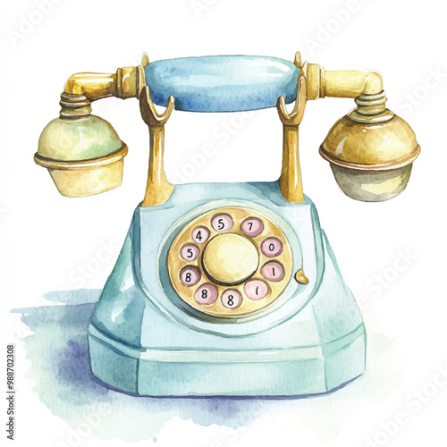 telephone watercolor clipart illustration isolate
