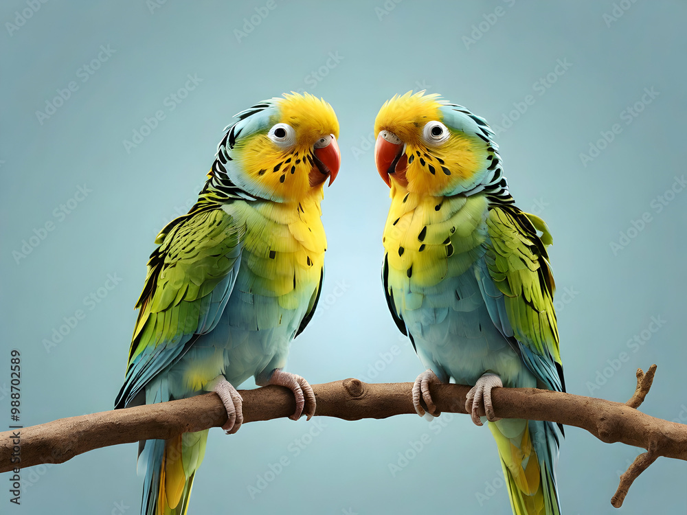 Fototapeta premium two parrots on a branch,Ai generated 