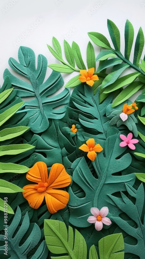 Wallpaper of felt tropical plants art pattern nature. Wallpaper of felt tropical plants art pattern nature.