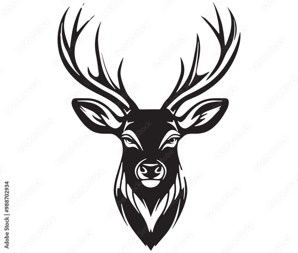Deer head silhouette, Deer head icon, deer vector Deer head silhouette, Deer head icon, deer vector