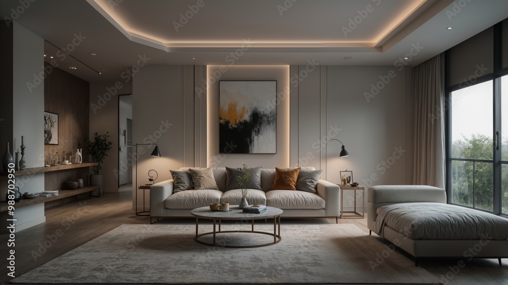 Fototapeta premium Modern White Room with Cozy Ambiance