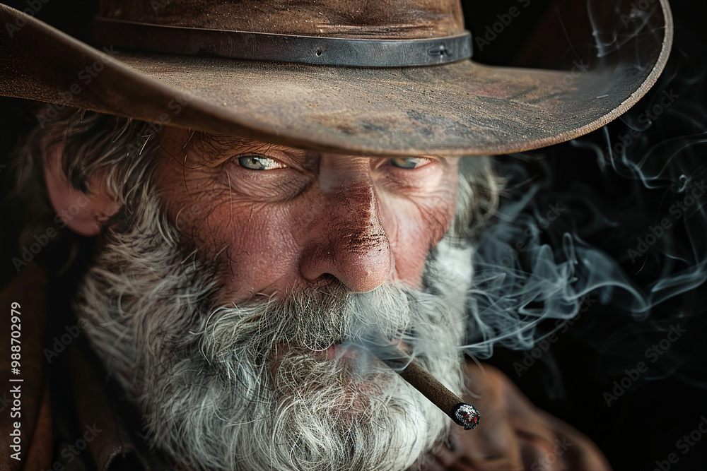 Dramatic western movie scene personage harsh brutal cowboy beautiful ...