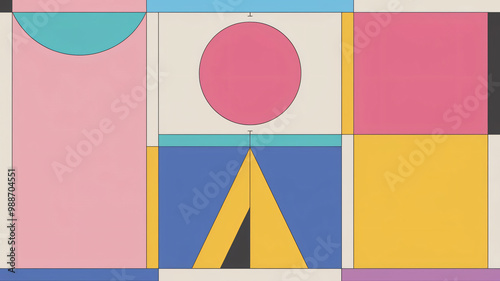 Minimalistic Geometric Shapes in Pastel Tones

