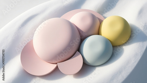 Minimalistic Geometric Shapes in Pastel Tones

