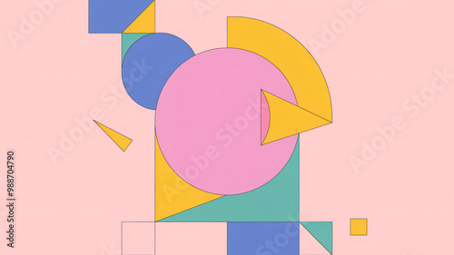 Minimalistic Geometric Shapes in Pastel Tones

