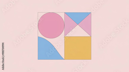 Minimalistic Geometric Shapes in Pastel Tones

