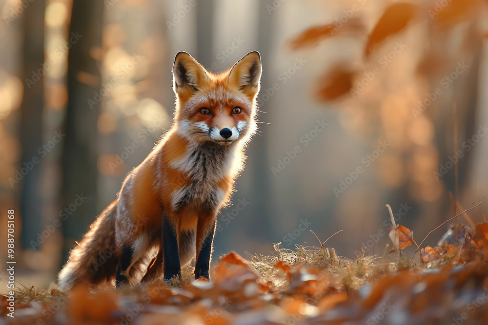 Obraz premium Wildlife photography and autumn scenery generative AI