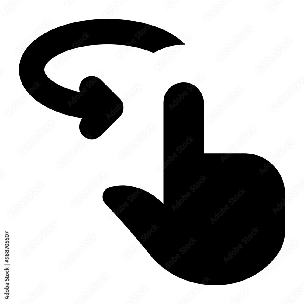 Hand Pointing Arrow Spin Right Icon