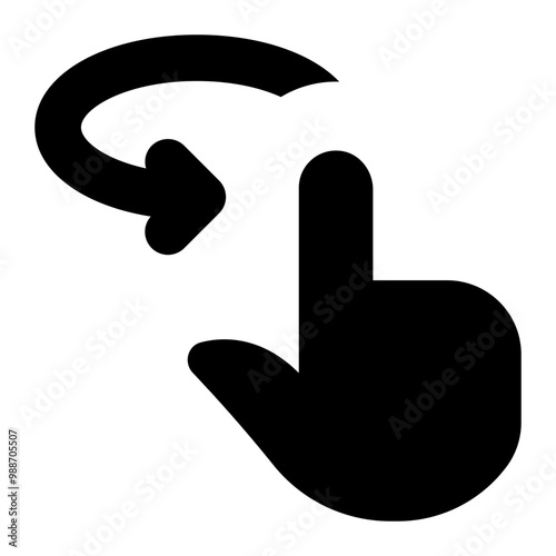 Hand Pointing Arrow Spin Right Icon