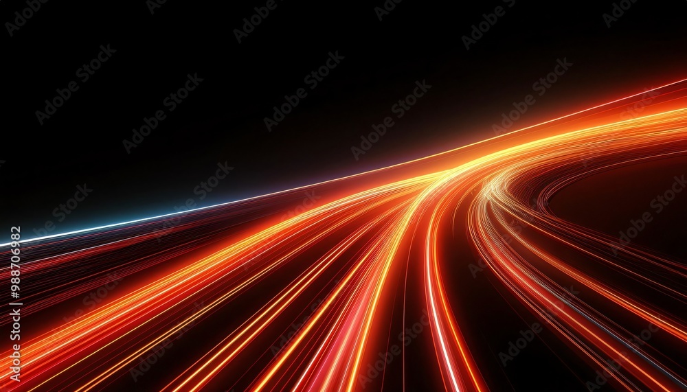 Curved light trails on a black backdrop convey a feeling of speed and motion Curved light trails on a black backdrop convey a feeling of speed and motion
