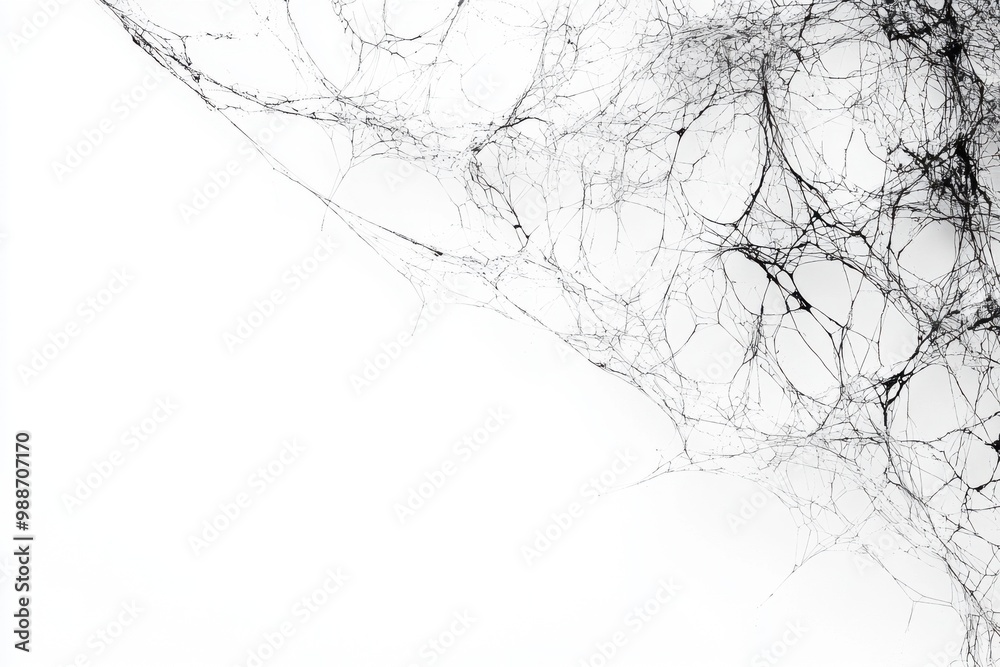 Obraz premium Black Spider Web Pattern on White Background.