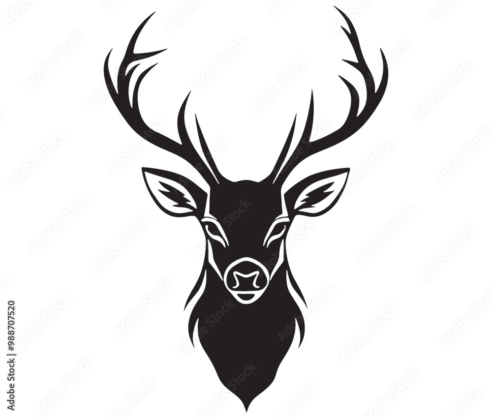 Deer head silhouette, Deer head icon, deer vector Deer head silhouette, Deer head icon, deer vector