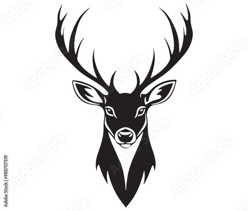 Deer head silhouette, Deer head icon, deer vector