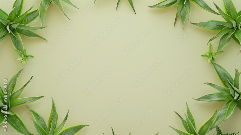 Aloevera leaves organic natural ingredient plant, circular arrangement copy space decoration