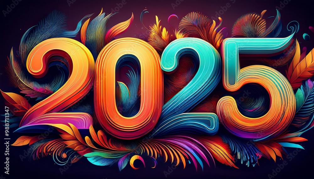 written colorful text representing new year