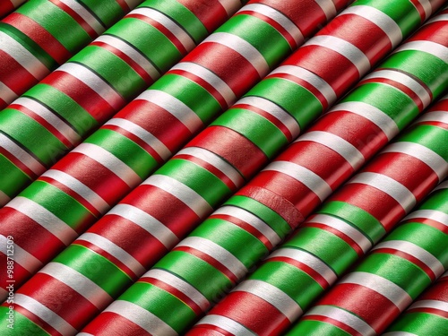 A cheerful Christmas stripes pattern in vibrant red, green, and white, perfect for holiday decor and design projects.