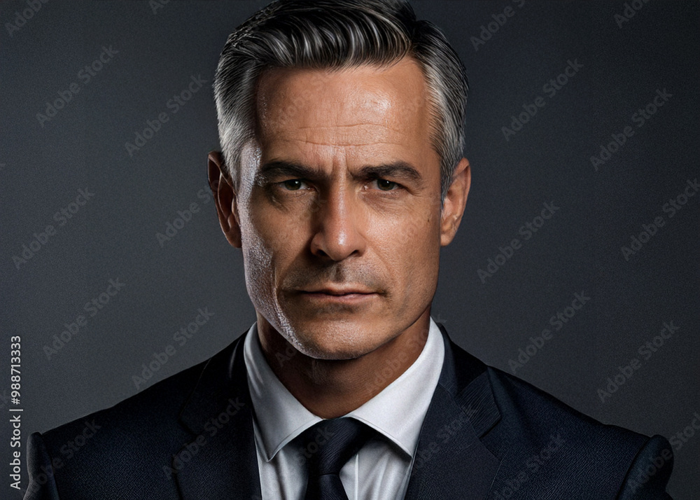 Focused CEO in Suit, Projecting Leadership and Power. Focused Corporate Leader with a Strong, Determined Gaze, Emphasizing Authority Focused CEO in Suit, Projecting Leadership and Power. Focused Corporate Leader with a Strong, Determined Gaze, Emphasizing Authority
