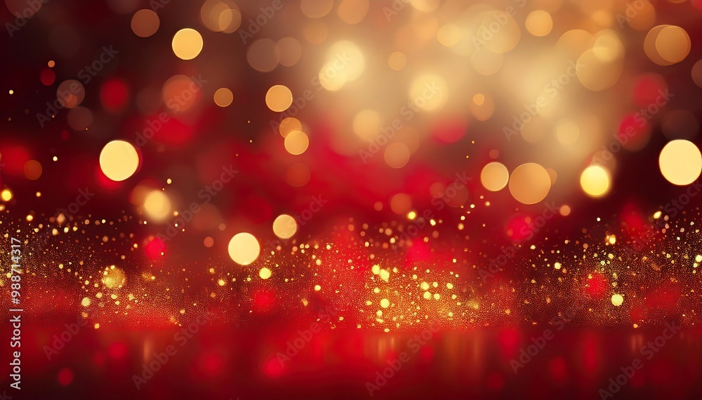 abstract christmas background red gold flecks bokeh effect golden particles blurred backdrop holiday new year concept abstract christmas background red gold flecks bokeh effect golden particles blurred backdrop holiday new year concept