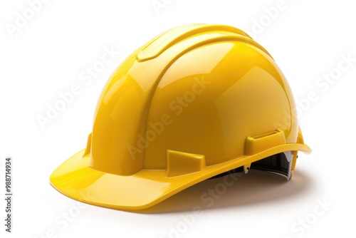 Builder Hat. Yellow Hard Hat Safety Helmet Isolated on White Background