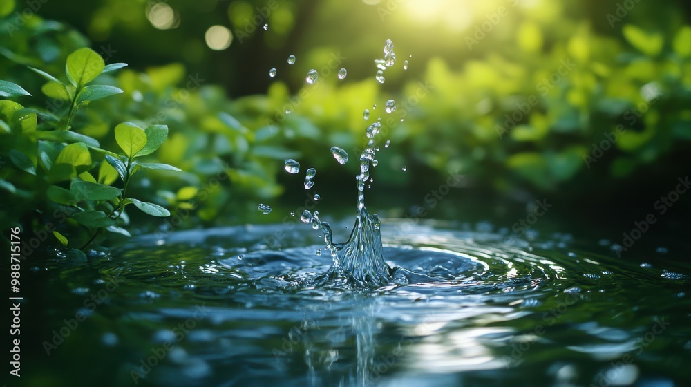 Close-up of small waterfall with lush green leaves, capturing natural beauty, tranquility, and peacefulness of a serene outdoor environment with water flowing over rocks. Close-up of small waterfall with lush green leaves, capturing natural beauty, tranquility, and peacefulness of a serene outdoor environment with water flowing over rocks.