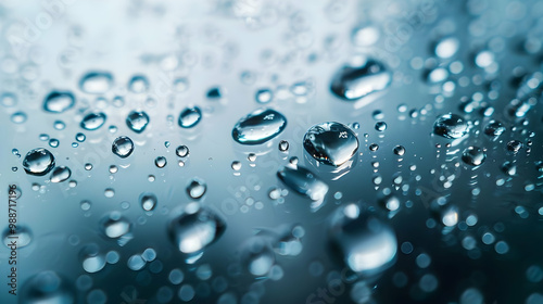 Water Drops on Blue Surface: Macro Photography