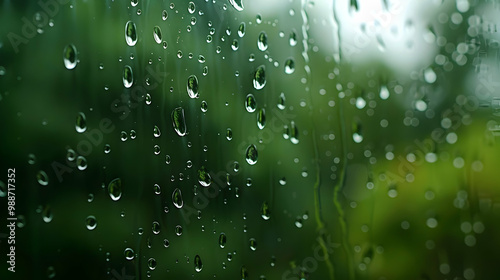 Wallpaper Mural Raindrops on a Window Pane - A Rainy Day in Nature Torontodigital.ca
