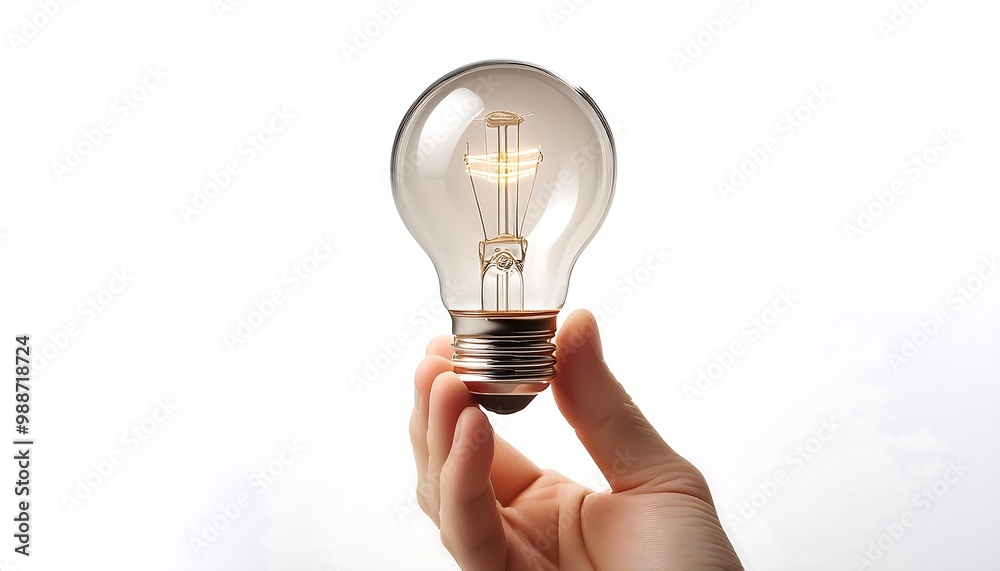 hand holding light bulb white background hand holding light bulb white background