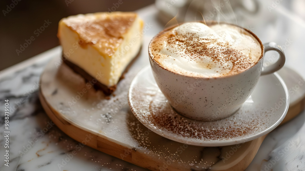 Cappuccino and Cheesecake: A Delicious Treat Cappuccino and Cheesecake: A Delicious Treat