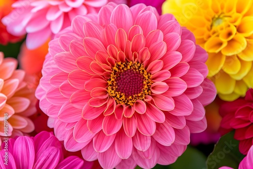 Pink Dahlia Flower Close Up Macro Photography Floral Background Nature Photography