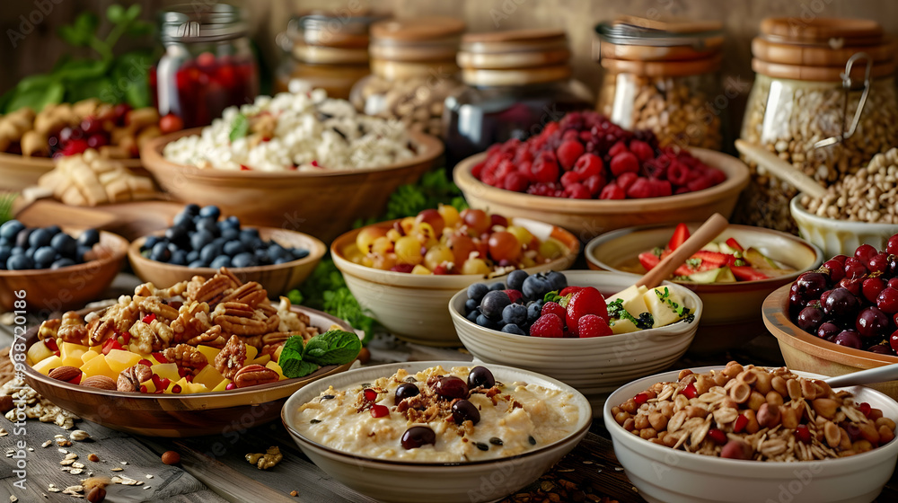 Delicious and Healthy Breakfast with Fresh Fruit and Granola Delicious and Healthy Breakfast with Fresh Fruit and Granola