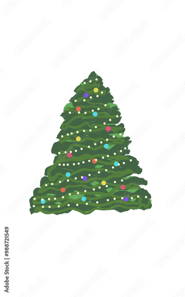 Decorated Christmas tree on transparent background design element Decorated Christmas tree on transparent background design element