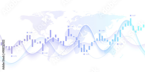 Stock market or Forex trading graph in graphic concept for financial investment or economic trends business idea design. Worldwide finance background. Vector illustration