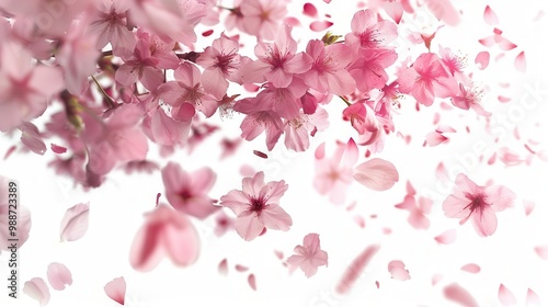 Wallpaper Mural graceful dance of cherry blossom petals caught midair soft pink hues against pure white background conveying delicate beauty of fleeting moments Torontodigital.ca