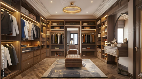 Luxury Walk-In Closet Design: Modern Interior & Storage Solutions photo