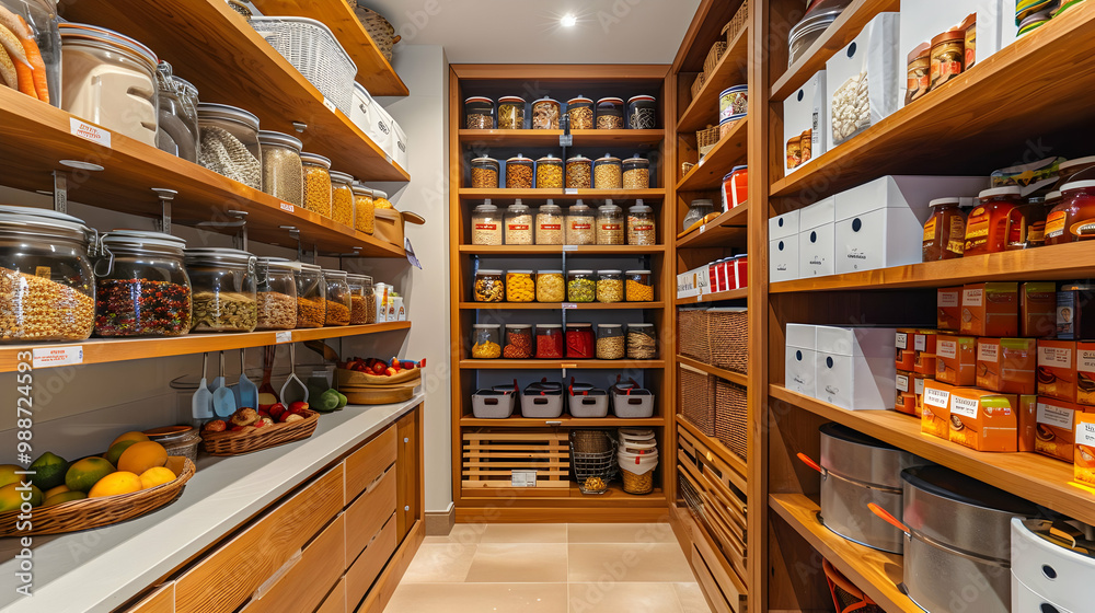 Organized Pantry with Glass Jars and Shelves - Kitchen Storage Ideas Organized Pantry with Glass Jars and Shelves - Kitchen Storage Ideas