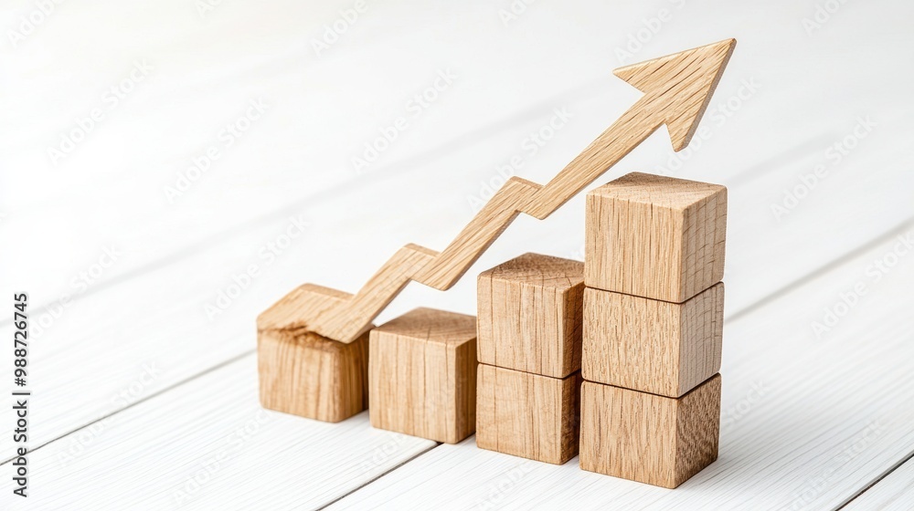 Wooden Blocks Representing Growth and Success