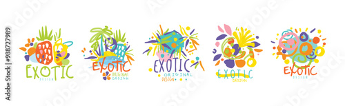 Exotic Original Design Label and Logo Template Vector Set