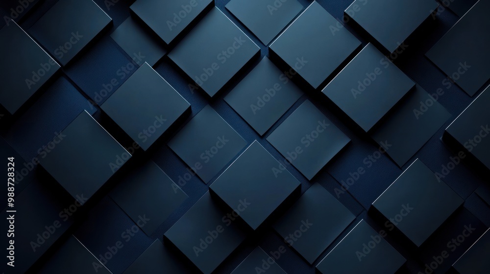 Fototapeta premium Modern dark blue squares design background