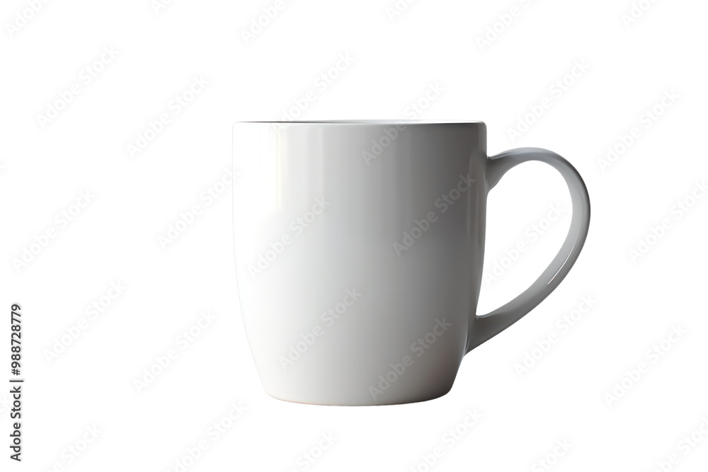 A white ceramic mug with a blank surface, perfect for adding custom designs, set against Isolated on white background A white ceramic mug with a blank surface, perfect for adding custom designs, set against Isolated on white background
