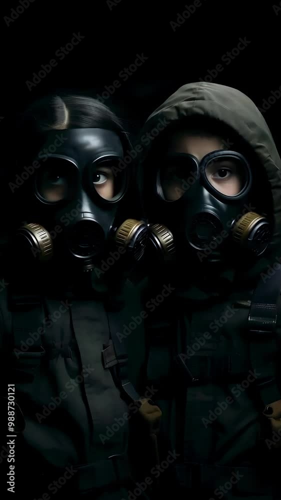 Video Vertical recreation of boy and girl with survival gas masks
Video Vertical recreation of boy and girl with survival gas masks
