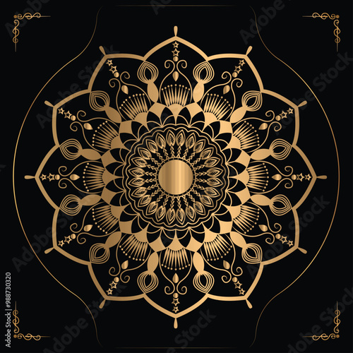  Luxury mandala design gold color Vector