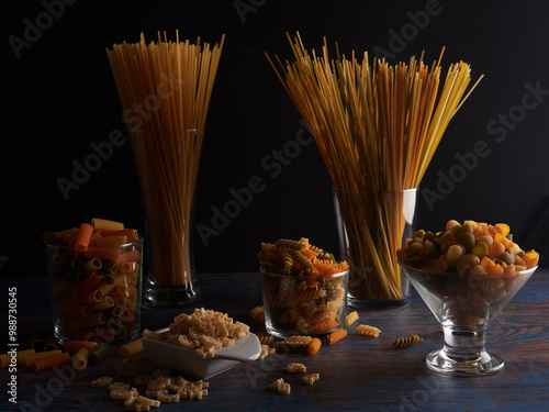 Various types of Italian pasta