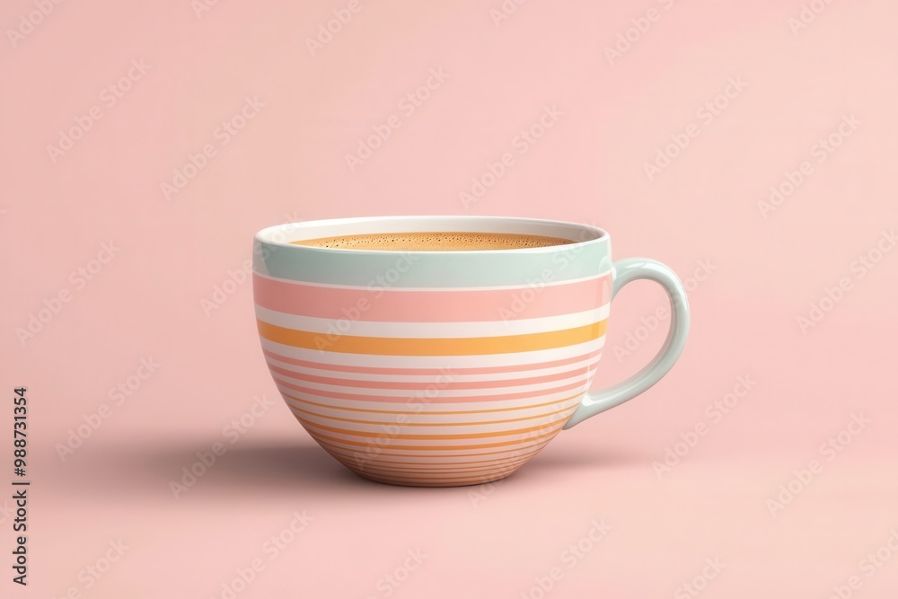 Coffee cup with calm rhythmic pattern. Simple design, side view, casual coffee shop theme, animation, pastel colors. Coffee cup with calm rhythmic pattern. Simple design, side view, casual coffee shop theme, animation, pastel colors.
