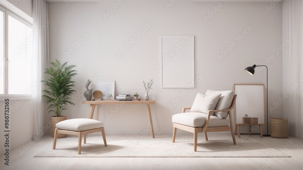 Fototapeta premium Modern White Room with Cozy Ambiance