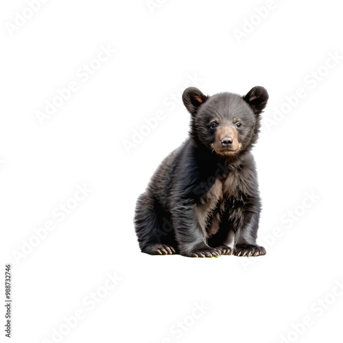 black bear cub ,isolated on white background , transparent png image