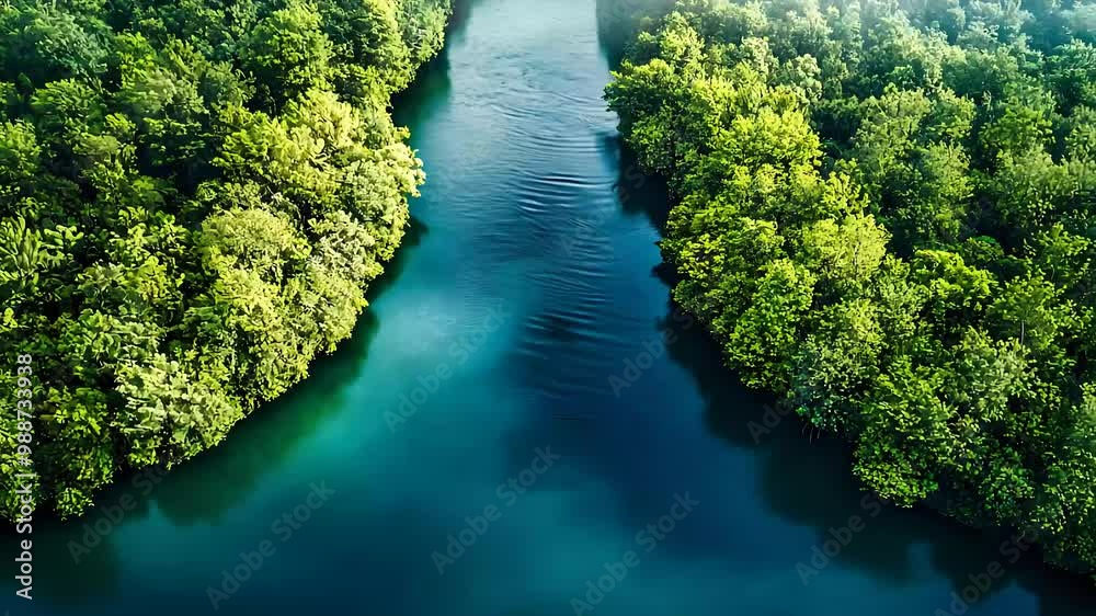 Aerial view of a winding river surrounded by lush green forest, highlighting natural beauty, untouched wilderness, and environmental tranquility.
Aerial view of a winding river surrounded by lush green forest, highlighting natural beauty, untouched wilderness, and environmental tranquility.